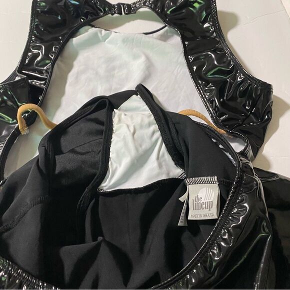 The Line up dance costume mature faux leather leotard DENISE LIQUID DRESS XL adl - Picture 8 of 9